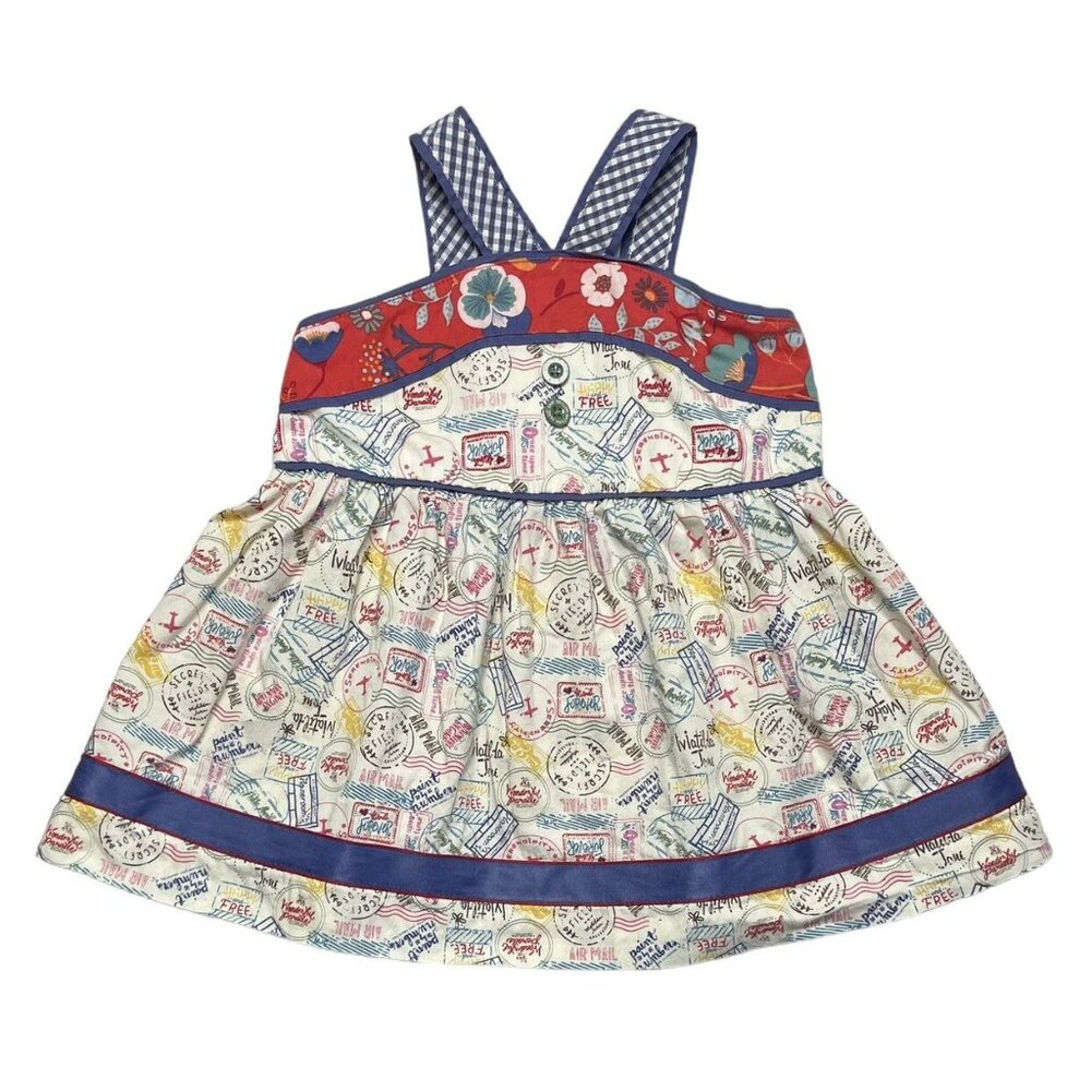 Matilda Jane Around The World Stamps Top White Blue Red 6